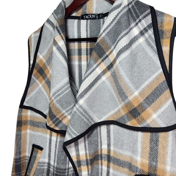 Plaid Open Front Vest Women's Large - Picture 3 of 16